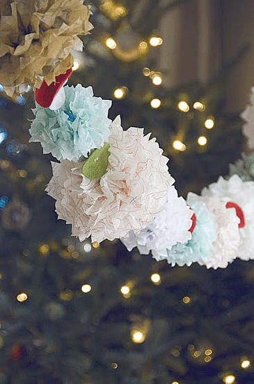 Pompom garlands with twinkling lights add lots of ambience PomPom garland 