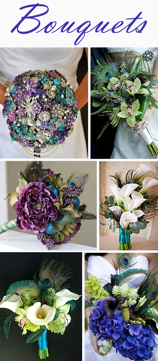 Bouquets in Peacock Colors