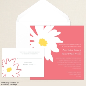 Bold Daisy Coral Wedding Invitation