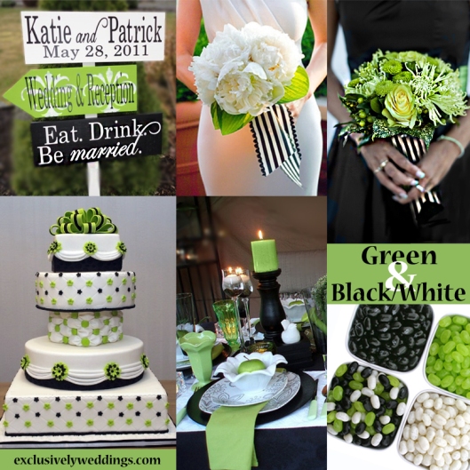 Black, White and Green Wedding Colors