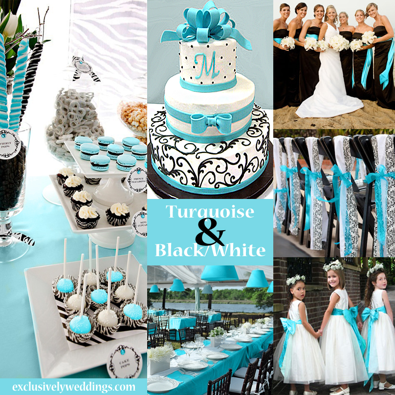 Black, White and Turquoise Wedding Colors