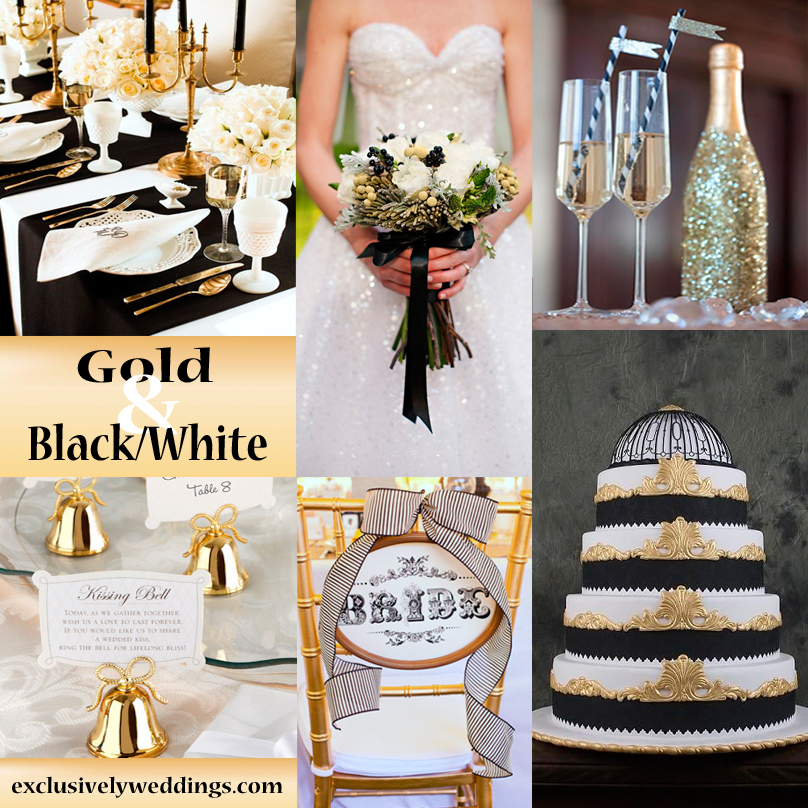 For a formal or semi-formal wedding adding Gold with Black  White ...