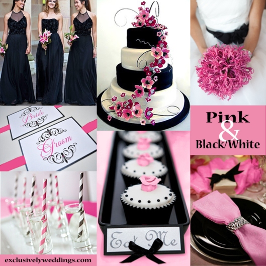 Black, White and Pink Wedding Colors