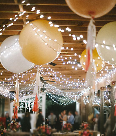 Balloons in wedding reception decor